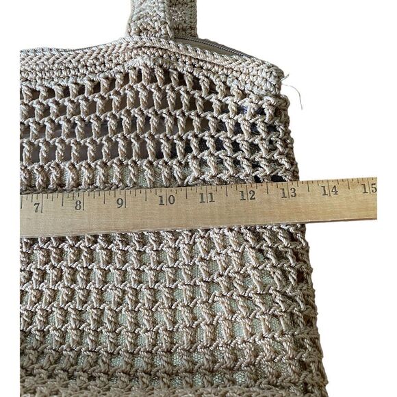 The SAK Tan & Gold Crochet ZIp Inner & Outer Pockets Shoulder bag - Picture 13 of 16